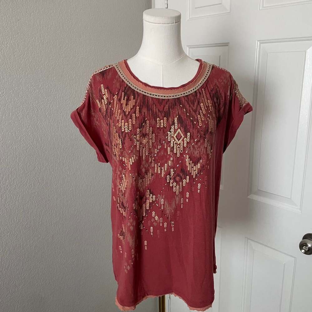 Miss Me Women's Red and Burgundy Crop-top
